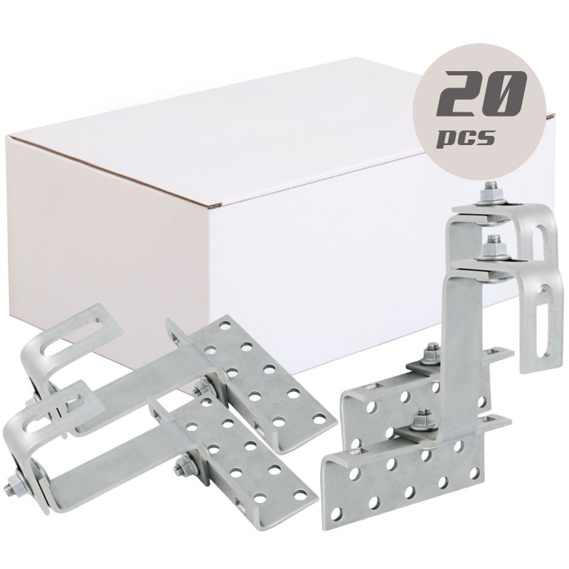Kit di 20 Ganci solari regolabili in AISI304 A2 per fissare pannelli fotovoltaici N52331500082-20%