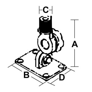 Base antenna regolabile in ottone cromato 96x58mm con foro per cavo N100266501044-0%