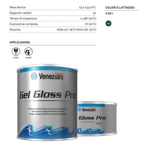 Veneziani Smalto Gel Gloss Pro A+B 0,75lt Verde reef 519 473COL170 finitura poliuretanica bicomponente-35.25%