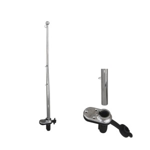 Asta portabandiera inox con 3 occhielli passacima 60cm Ø19mm con base N30112502142-0%