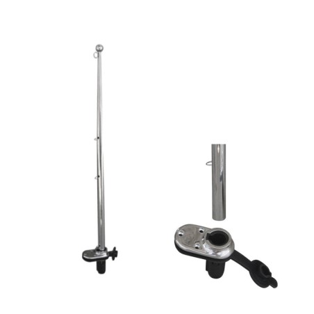 Asta portabandiera inox con 3 occhielli passacima 60cm Ø19mm con base N30112502142-0%