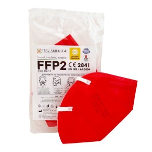 Italiamedica FFP2 RED Mask CE2841 Certified PPE Cat.III Made in EU N90056004411