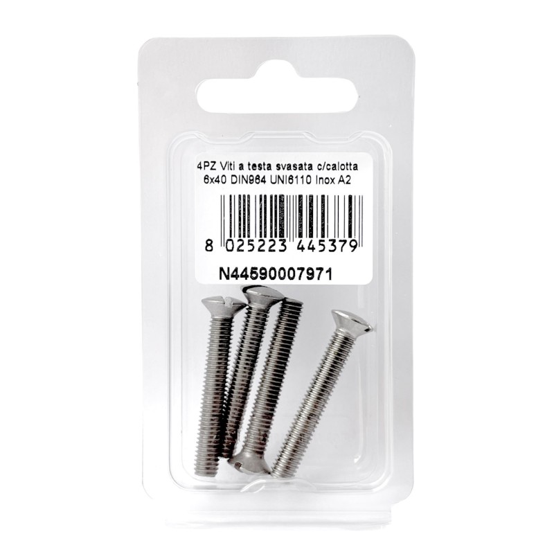 Viti a testa svasata con calotta DIN 964 UNI 6110 Inox A2 6x40mm 4Pz N44590007971