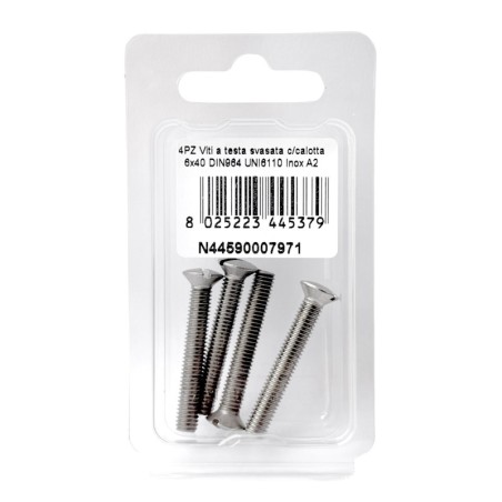Viti a testa svasata con calotta DIN 964 UNI 6110 Inox A2 6x40mm 4Pz N44590007971