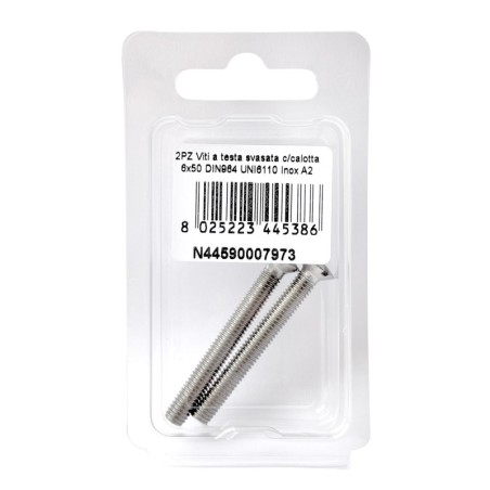 Viti a testa svasata con calotta DIN 964 UNI 6110 Inox A2 6x50mm 2Pz N44590007973