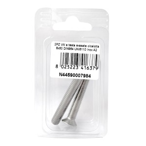 Viti a testa svasata con calotta DIN 964 UNI 6110 Inox A2 8x60mm 2Pz N44590007984