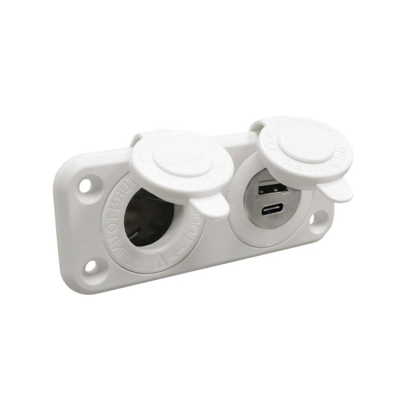 Presa accendisigari bianca 12/24V 5V 4.8A con doppia USB-A + USB-C N50523027256-18%