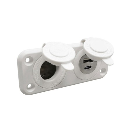 Presa accendisigari bianca 12/24V 5V 4.8A con doppia USB-A + USB-C N50523027256-18%