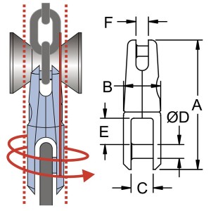 Kong 644.10 Swivel Anchor connector for 8/9/10/12mm chain KG01828951