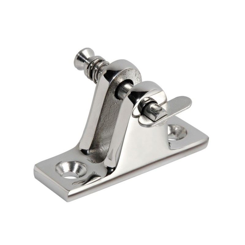 Supporto Tendalino a forcella inclinata Inox con perno sfiabile per tubi Ø20mm-5%