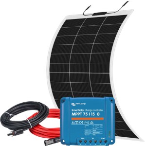 12V 150W Flexible Solar Kit + 15A MPPT SmartSolar Charger + Cable Kit