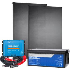 12V 400W RV/Boat Kit + 200Ah LiFePO4 + MPPT 100/30 SmartSolar + 6mmq Cable Kit