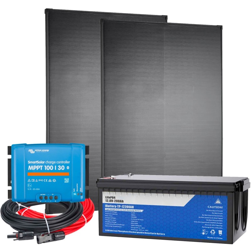 Kit Barca Camper 12V 400W + LiFePO4 200Ah + SmartSolar MPPT 100/30 + Kit Cavi 6mmq