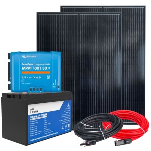 12V 300W RV/Boat Kit + 100Ah LiFePO4 + MPPT 100/30 SmartSolar + Cable Kit