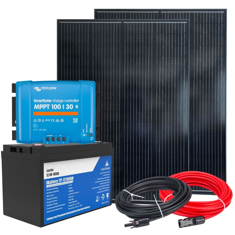 Kit Barca Camper 12V 300W + LiFePO4 100Ah + SmartSolar MPPT 100/30 + Kit Cavi