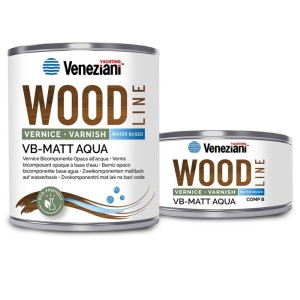 Veneziani WOOD VB-MATT AQUA 7W6.324 1L Vernice opaca Bicomponente YM473COL526 base acquosa trasparente satinata-32.21%