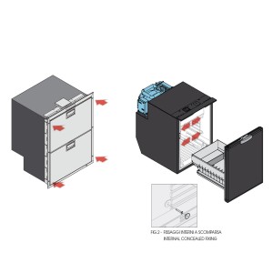 Vitrifrigo DW210 OCX2 DTX IM Drawer fridge-freezer with ICE MAKER 182lt 230V INOX VT16006316