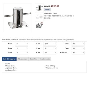 AISI 316 stainless steel Ercole cleat Ø50mm OS4017950