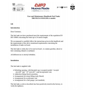 Sogliola 45 Fuel Tank Capacity 38Lt 45° deckfill 38mm N80235060015