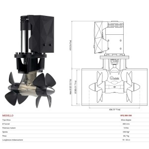Quick BTQ 300-250 24V 10kW 250kgf Double Propeller DC Thruster