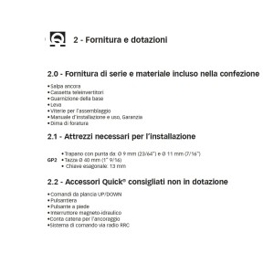 Quick GENIUS GP2 2000F 24 Salpa Ancora 800W 24V Caduta libera On Deck QGP22000F24-35%