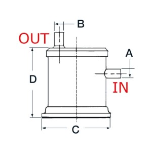 Marmitta Silenziatrice CENTEK Vernalift Top. Potenza ma  benzina 200Hp. Potenza ma  Diesel 75HP. Dimensioni  A  90mm B  90mm C