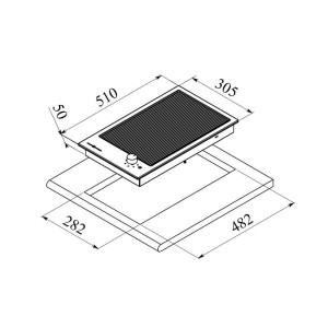 Barbecue elettrico inox con piano vetroceramica 220-240V 2500W 510x300mm OS5038102