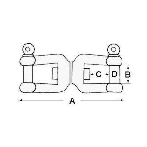 Girella Inox AISI316 grillo/grillo 16x32mm