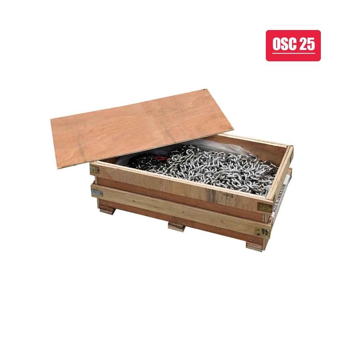 DIN766 OSC 6mm 25m calibrated galvanized steel chain windlass