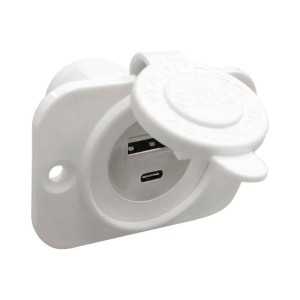 Presa incasso doppia USB Type-A + Type-C bianca 12/24V