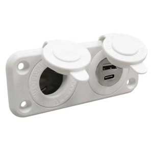 Presa accendisigari bianca 12/24V 5V 4.8A con doppia USB-A + USB-C