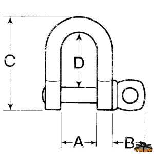 Extra wide 8mm AISI 316 stainless steel screw-lock shackle