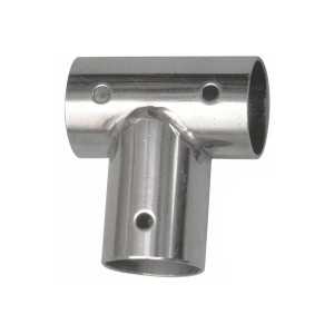 Tee inclinato a 90 in acciaio ino 316 leggero con foro per rivetto. Per tubo D.22 mm.