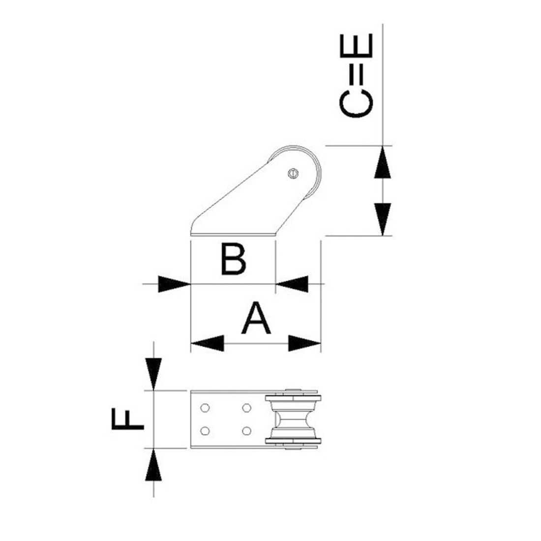 Stainless Steel bow roller 162/101mm with sheave 50mm