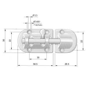 Chrome-plated brass deadbolt lock 85x30mm