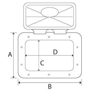 Classic rectangular hatch 355 600mm Without lock