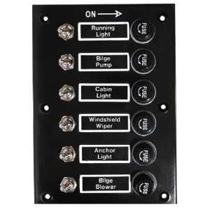 Pannello elettrico 6x10A Interruttori 6 Fusibili 115x165mm