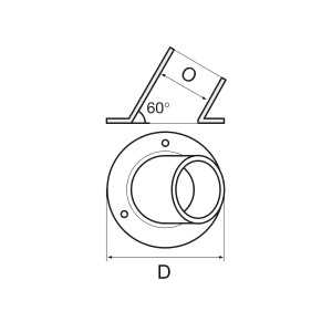 Base rotonda a 60° 22mm Inox Aisi 316 microfuso