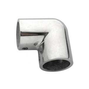 Angolo a 90 in acciaio ino 316 microfuso comprensivo di brugola. per Tubo di Diametro esterno 22mm.