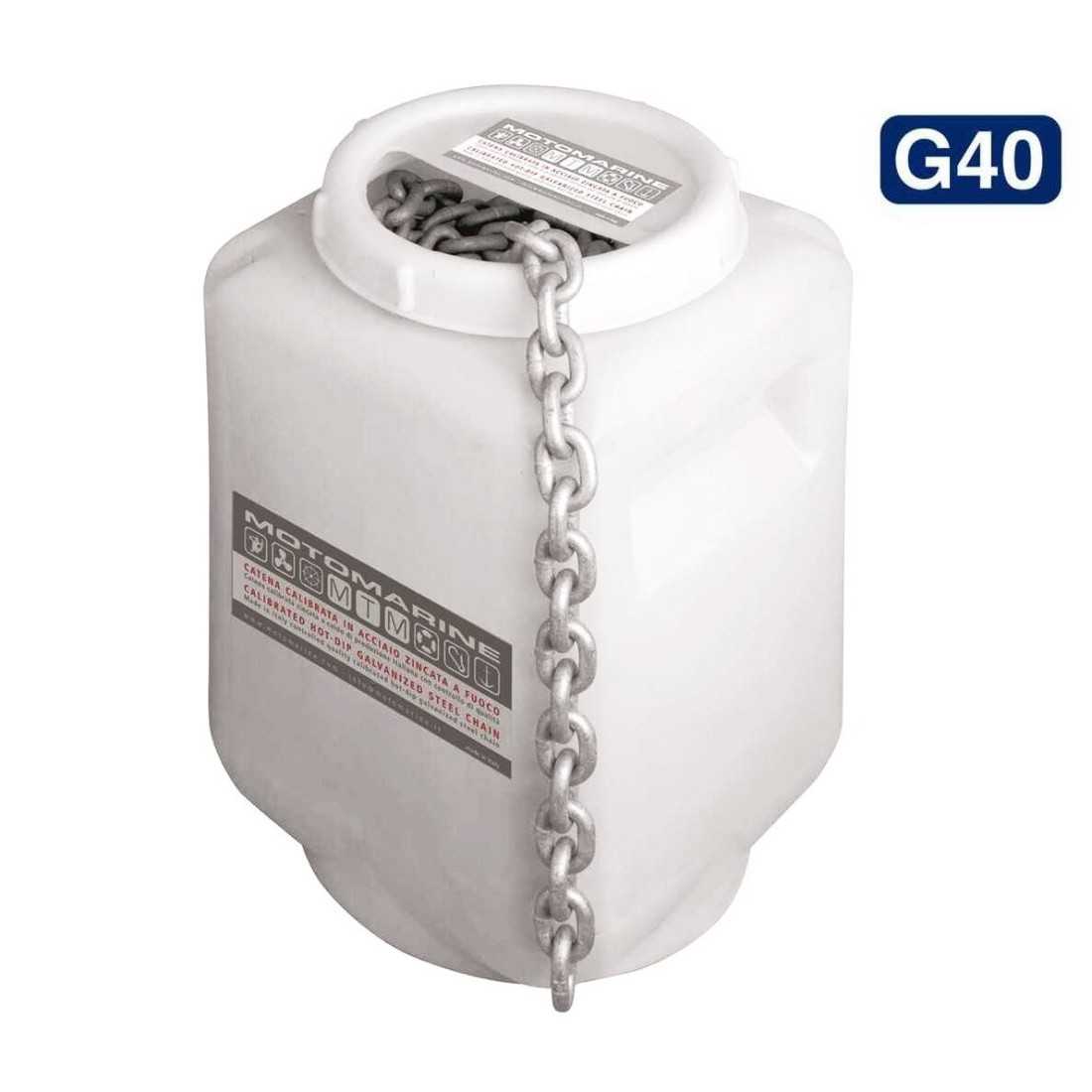 Catena calibrata in Acciaio Zincato a caldo Alta Resistenza G40 di qualità superiore per verricelli salpa ancora. Produzione con