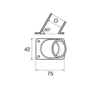 Base rettangolare a 60° Inox AISI 316 22mm