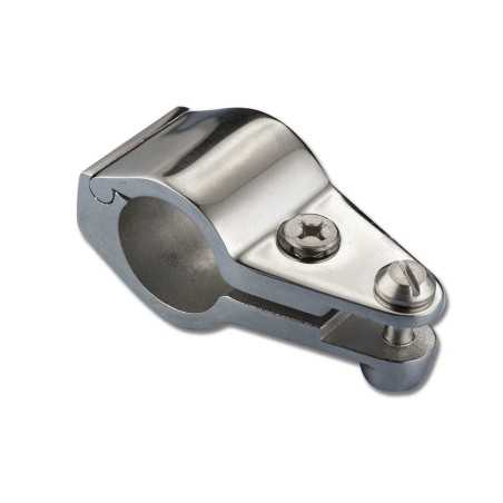 Snodo a forcella apribile per tubo D.25 mm. Fabbricato in acciaio ino Aisi 316 lucidato a specchio, finitura impeccabile.