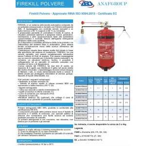 Firekill 12Kg Automatic Powder Extinguisher Kit RINA ISO 9094 EC