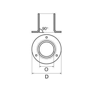 Base rotonda a 90° 22mm Inox AISI 316 microfuso