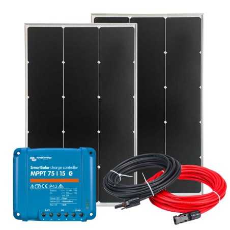 12V 220W BC Solar Kit + 15A MPPT SmartSolar Charger + Cable Kit
