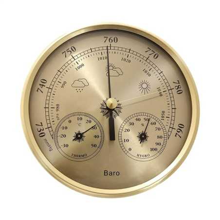 Barometer Thermo Hygrometer 128mm Gold for Boat Camping Home
