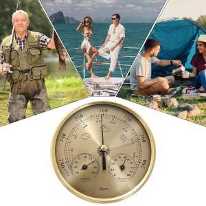 Barometer Thermo Hygrometer 128mm Gold for Boat Camping Home