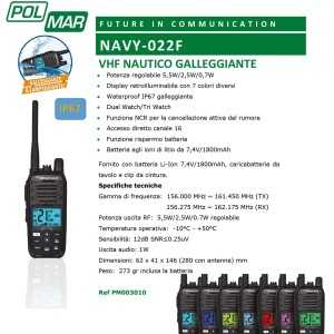 Polmar NAVY-022F VHF Nautico Portatile Galleggiante 1000mW