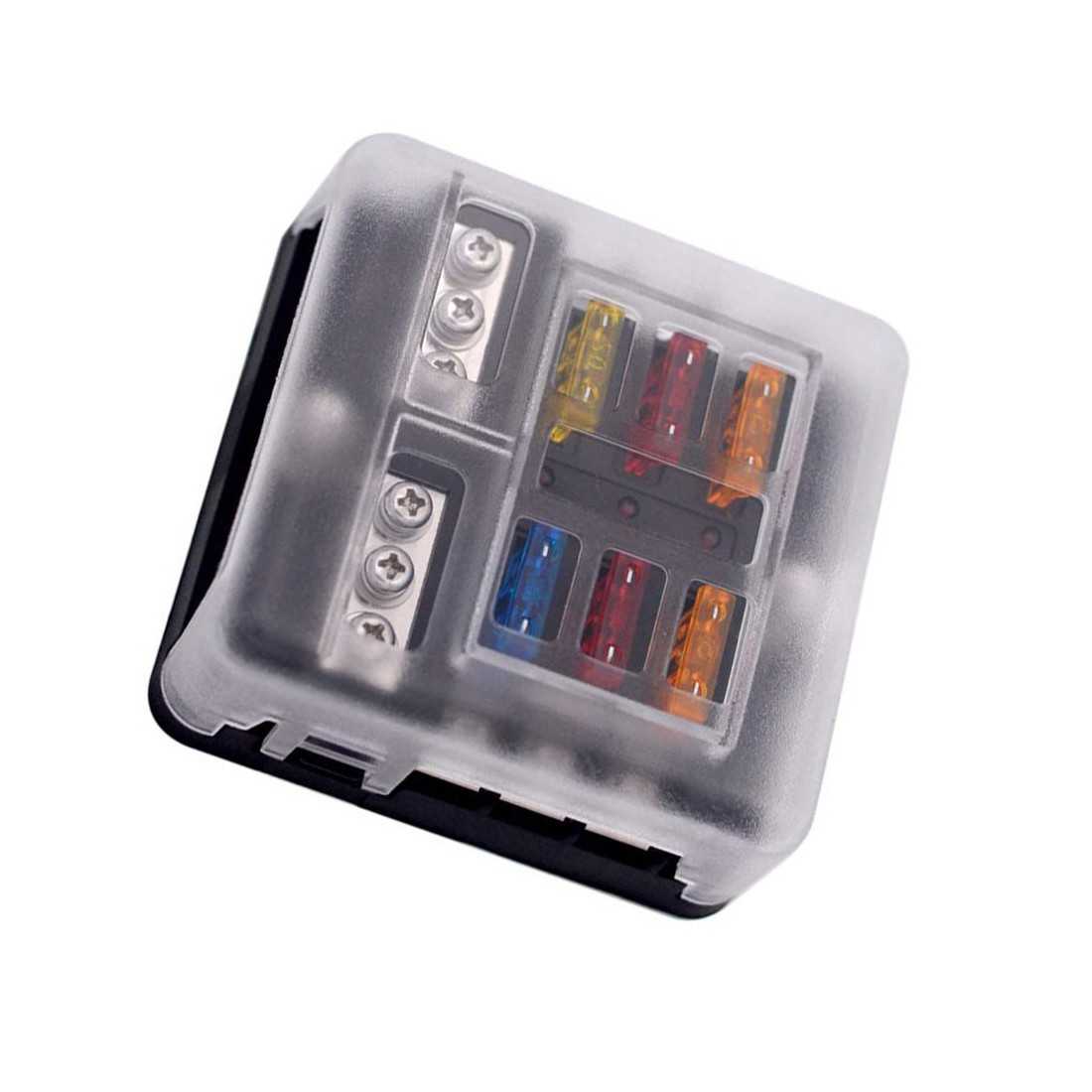 6-way fuse holder for automotive flat fuses with LED display