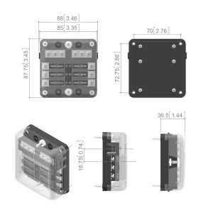 6-way fuse holder for automotive flat fuses with LED display